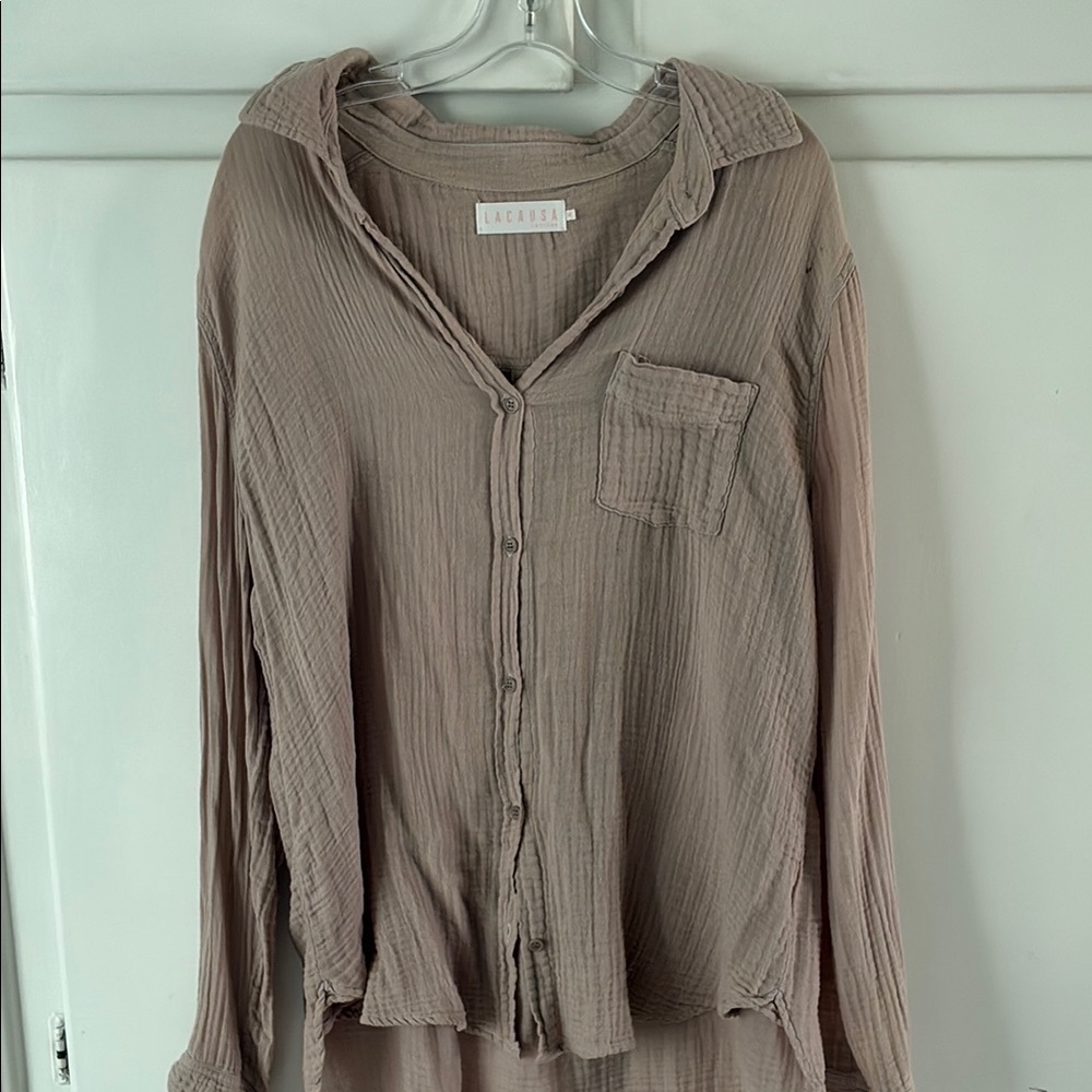 LACAUSA Taupe Textured Button-Up Shirt